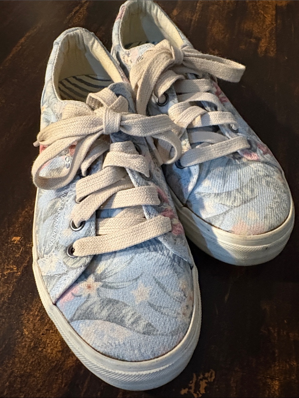 Skechers Light Blue Floral Lace-Up Sneakers